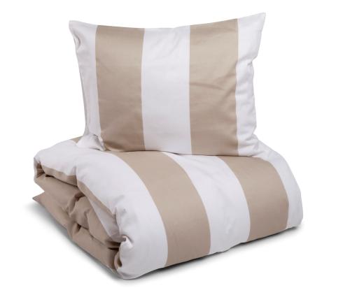 Satin Påslakanset Randigt Kosta Linnewäfveri Fjällbacka Sand 150x210cm