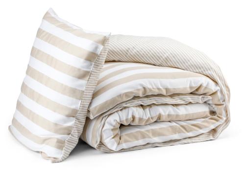 Satin Påslakanset Randigt Kosta Linnewäfveri Grebbestad Sand 150x210cm