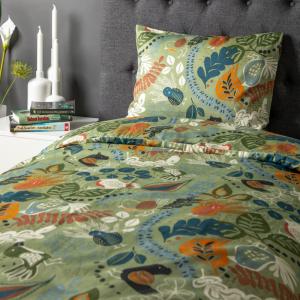 Satin Påslakanset Stormhagen Grön 150x210cm Kosta Linnewäfveri