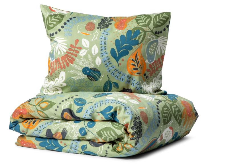 Satin Påslakan Grön Kosta Linnewäfveri Stormhagen 150x210cm at lavanille