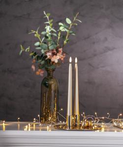 Kronljus LED Star Trading Flamme Metal Guld 2-Pack 28,5cm