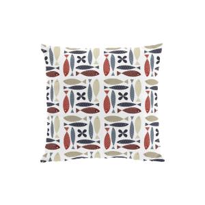 Kuddfodral Blå/Röd Arvidssons Textil Fina Fisken 47x47cm