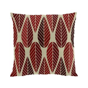 Kuddfodral Blader Röd/Linnebeige 47x47cm Arvidssons Textil