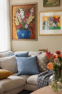 Kuddfodral Prickruta Blå 47x47cm Almedahls