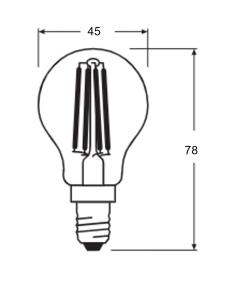LED-Lampa E14 6,5W (60W) Dimbar Klar Filament Osram