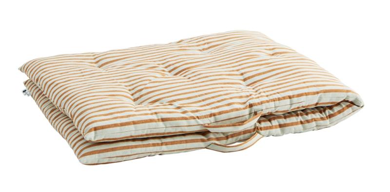 Sittdyna Offwhite/Honung Madam Stoltz Randig 70x180cm at lavanille