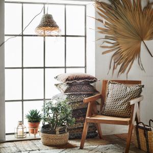 Madam Stoltz Kuddfodral Med Fransar 50x50cm Blå/Ljusgrå