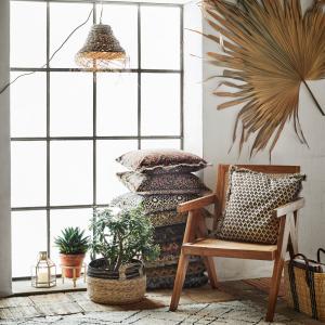 Madam Stoltz Kuddfodral Med Fransar 50x50cm Sand/Oliv