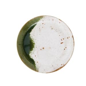 Madam Stoltz Tallrik Stengods 27cm Vit/Grön 6-Pack