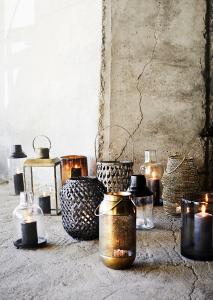 Madam Stoltz Lykta Klar/Svart 24cm