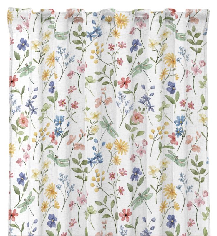 Mönstrad Gardin Blå Redlunds Astrid 140x250cm at lavanille