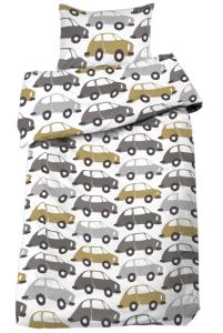 Påslakanset Spjälsäng Bilar Vit/Grå 100x130cm Nina Royal