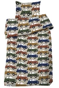 Påslakanset Spjälsäng Bilar Beige 100x130cm Nina Royal