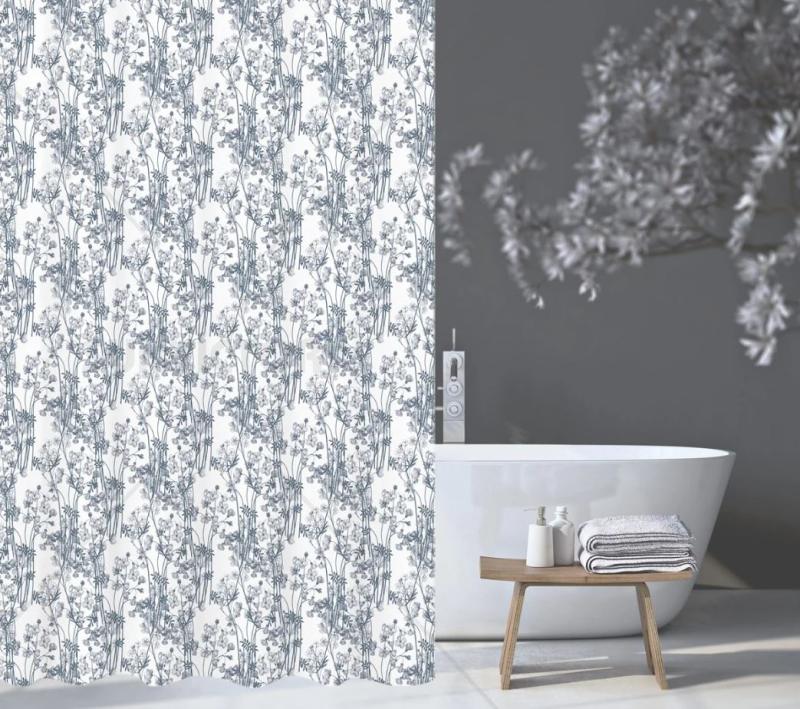 Duschdraperi Blå Blommigt Nina Royal 180x200cm at lavanille
