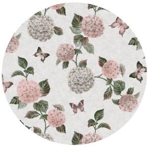 Rund Vaxduk Blommig Hortencia Rosa Ø140cm Nina Royal