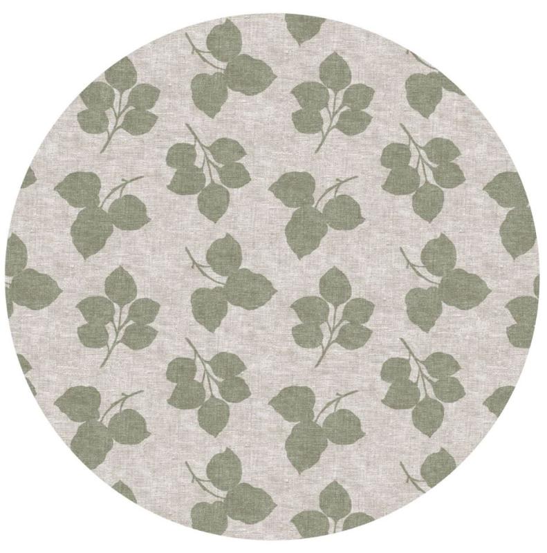 Rund Vaxduk Grön Leaf Nina Royal 140cm at lavanille