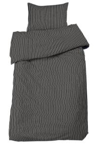 Randigt Påslakanset Malte Grå 150x210cm Redlunds