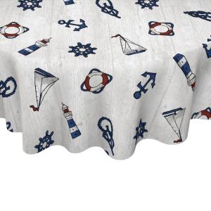 Rund Vaxduk Maritim Vit Ø140cm Nina Royal