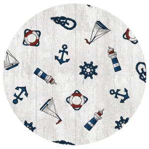 Rund Vaxduk Maritim Vit Ø140cm Nina Royal