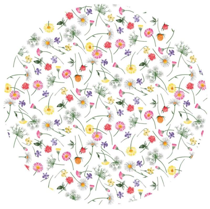 Rund Vaxduk Rosa/Gul Småblommig Nina Royal 140cm at lavanille
