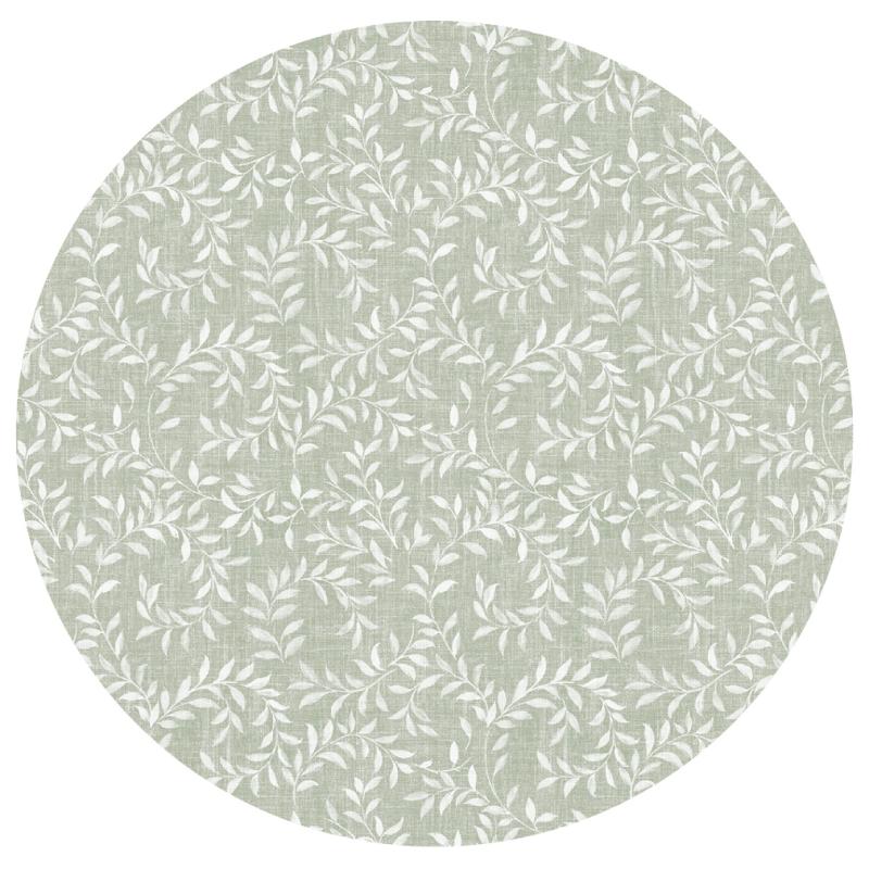 Rund Vaxduk Grön Leaf Nina Royal 140cm at lavanille