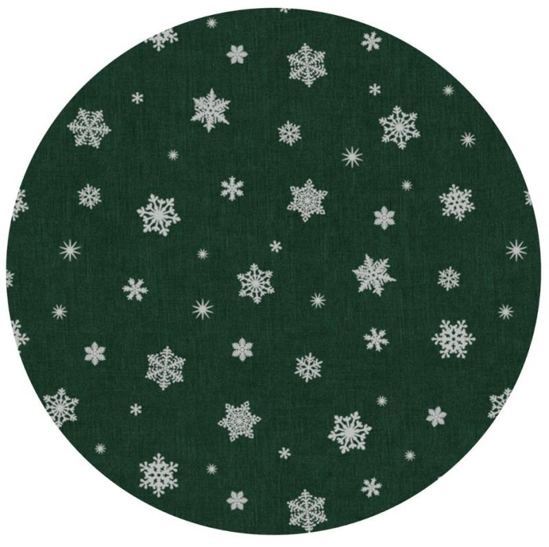 Rund Vaxduk Grön Snöflinga Nina Royal 140cm at lavanille