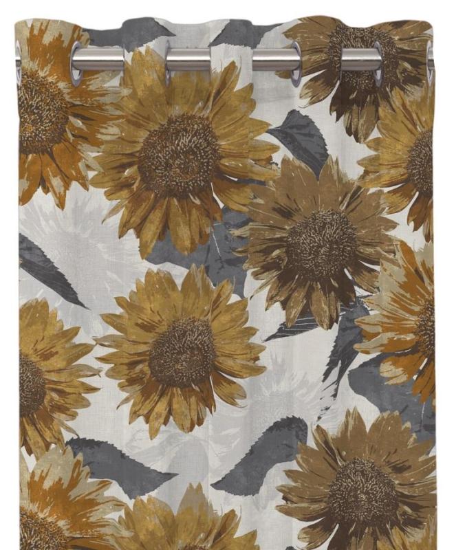 Nina Royal Sunflower Öljettlängder Guld 2-Pack 140x240cm at lavanille