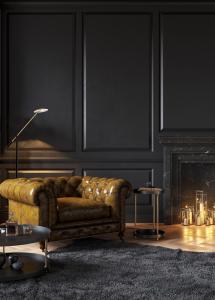 Golvlampa Svart/Mässing Aneta Lighting Cadiz 130cm