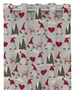 Julgardin Noel Linnebeige/Röd 2-Pack 120x240cm Redlunds