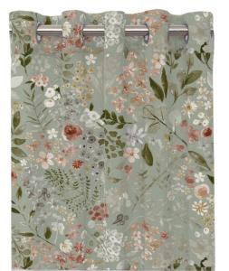 Öljettgardin Blommig Redlunds Ida Grön 2-Pack 140x240cm