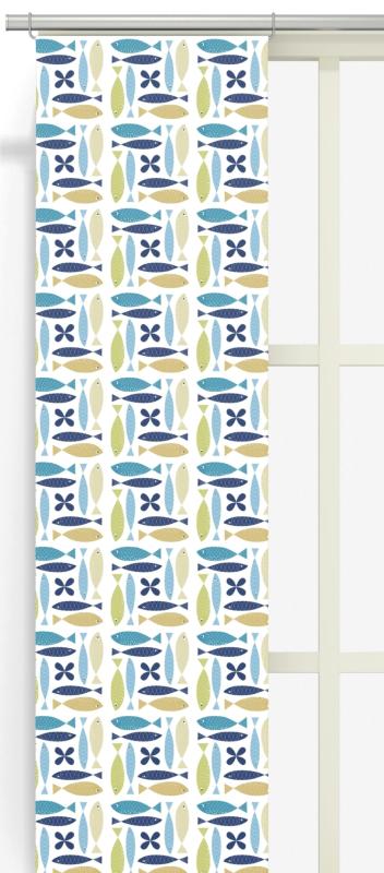 Panelgardin Arvidssons Textil Fina Fisken Turkos 43x240cm 2-Pack at lavanille