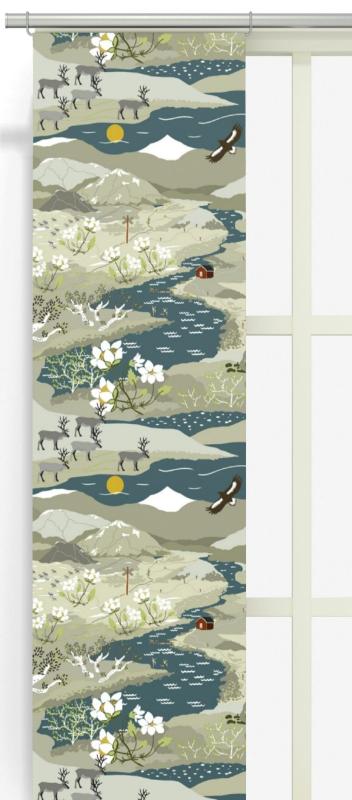 Panelgardin Arvidssons Textil Fjällvandring Turkos 43x260cm 2-Pack at lavanille