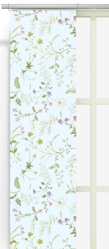 Panelgardin Arvidssons Textil Blomsteryra Ljusblå 43x240cm 2-Pack at lavanille