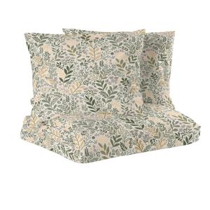 Blommigt Påslakanset Hage Dubbeltäcke Gul/Grön 220x210cm Redlunds