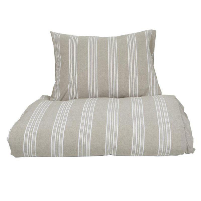 Påslakan Randigt Beige/Vit Fondaco Johan 150x210cm at lavanille