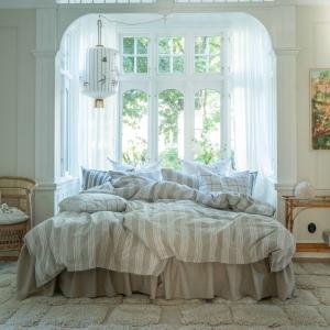 Randigt Påslakanset Johan Beige/Vit 150x210cm Fondaco