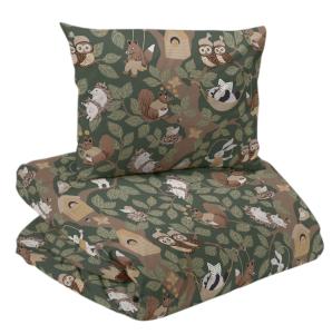 Påslakanset Barn Skogsliv Grön 150x210cm Redlunds