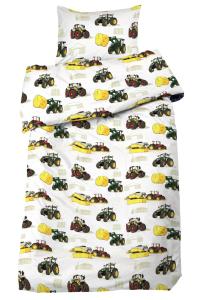 Påslakanset Barn Traktor Vit/Grön 150x210cm Redlunds