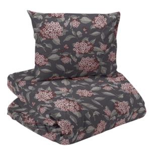 Blommigt Påslakanset Casimir Grå/Rosa 150x210cm Redlunds