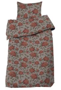 Blommigt Påslakanset Casimir Rost/Linnebeige 150x210cm Redlunds