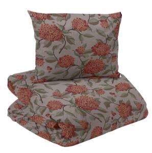 Blommigt Påslakanset Casimir Rost/Linnebeige 150x210cm Redlunds