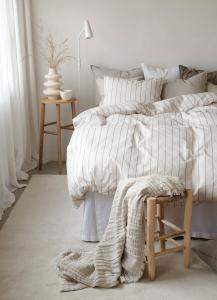 Randigt Påslakanset Borganäs of Sweden Saga Beige 150x210cm