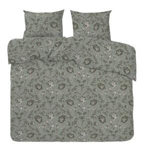 Satin Påslakanset Blommigt Dubbeltäcke Ingela Grön 220x210cm Redlunds