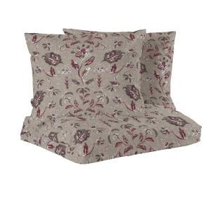 Satin Påslakanset Blommigt Dubbeltäcke Ingela Mullvad/Vinrött 220x210cm Redlunds