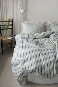 Påslakanset Randigt Sunnan Grön 150x210cm Borganäs Of Sweden