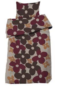 Påslakanset Happy Brun/Vinröd 150x210cm Redlunds