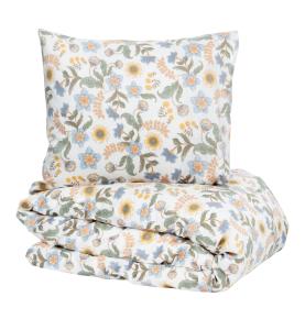 Påslakanset Risdal Blommigt Satin Beige 150x210cm Kosta Linnewäfveri