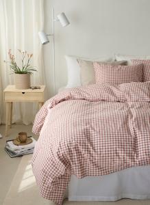 Påslakanset Rutigt Brun Borganäs of Sweden Märta 150x210cm