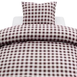 Rutigt Påslakanset Microfiber Turild Brun 150x210cm Harmony