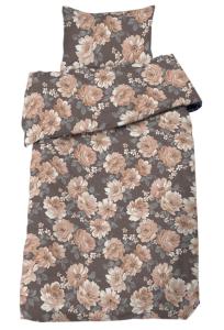 Satin Påslakanset Blommigt Dagmar Nougat 150x210cm Redlunds